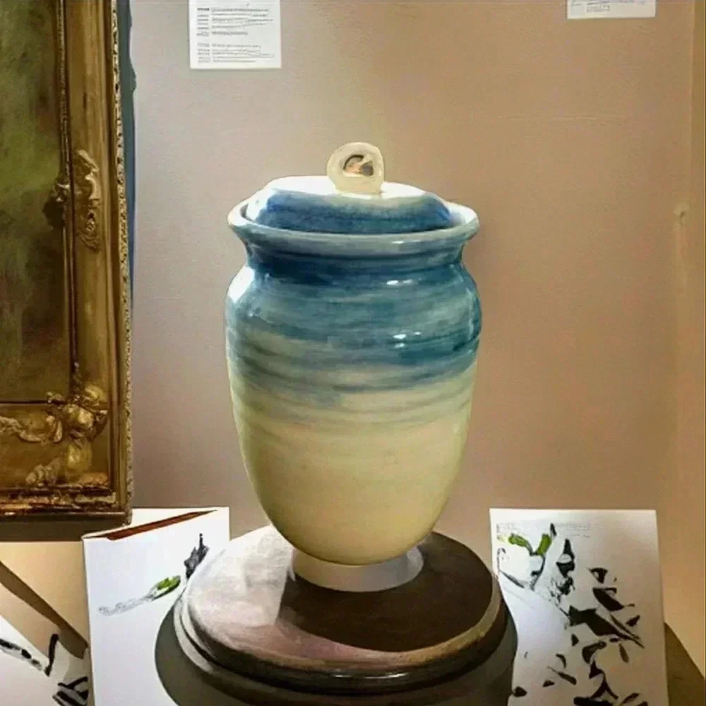 Boho Vintage Ginger Jar Blue Green